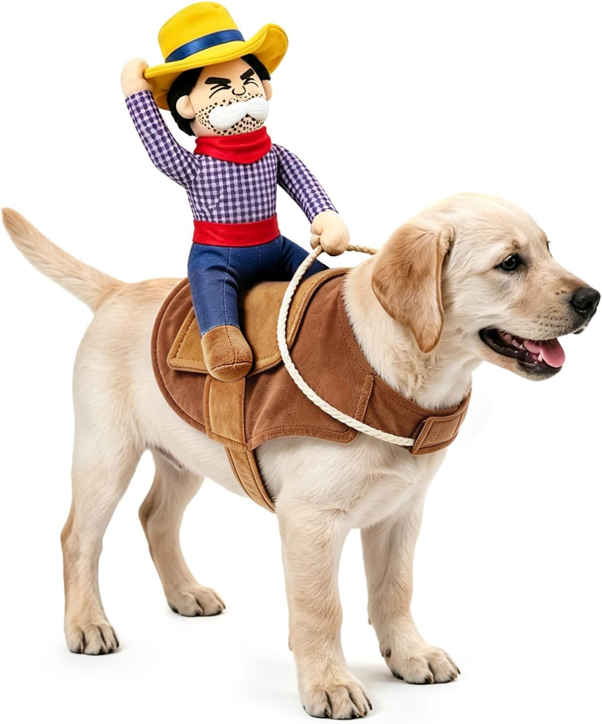 Halloween Cowboy Dog Cat Costume Clothes Novelty Funny Pets Party Cosplay Apparel Dog Riders Clothing (X-Large)
