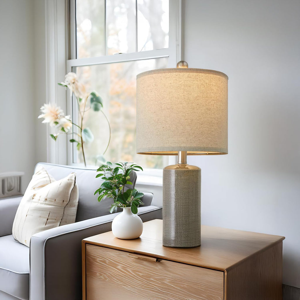 Small Table Lamps Set of 2 for Living Room 20.25" Grey Lamps Bedside Lamps