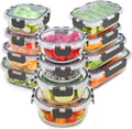 Glass Storage Containers with Lids, 24 Pieces, 12 Containers with 12 Lids, Glass Meal Prep Container for Lunch, Food Storage Containers, Leak Proof, Freezer Safe, Gray