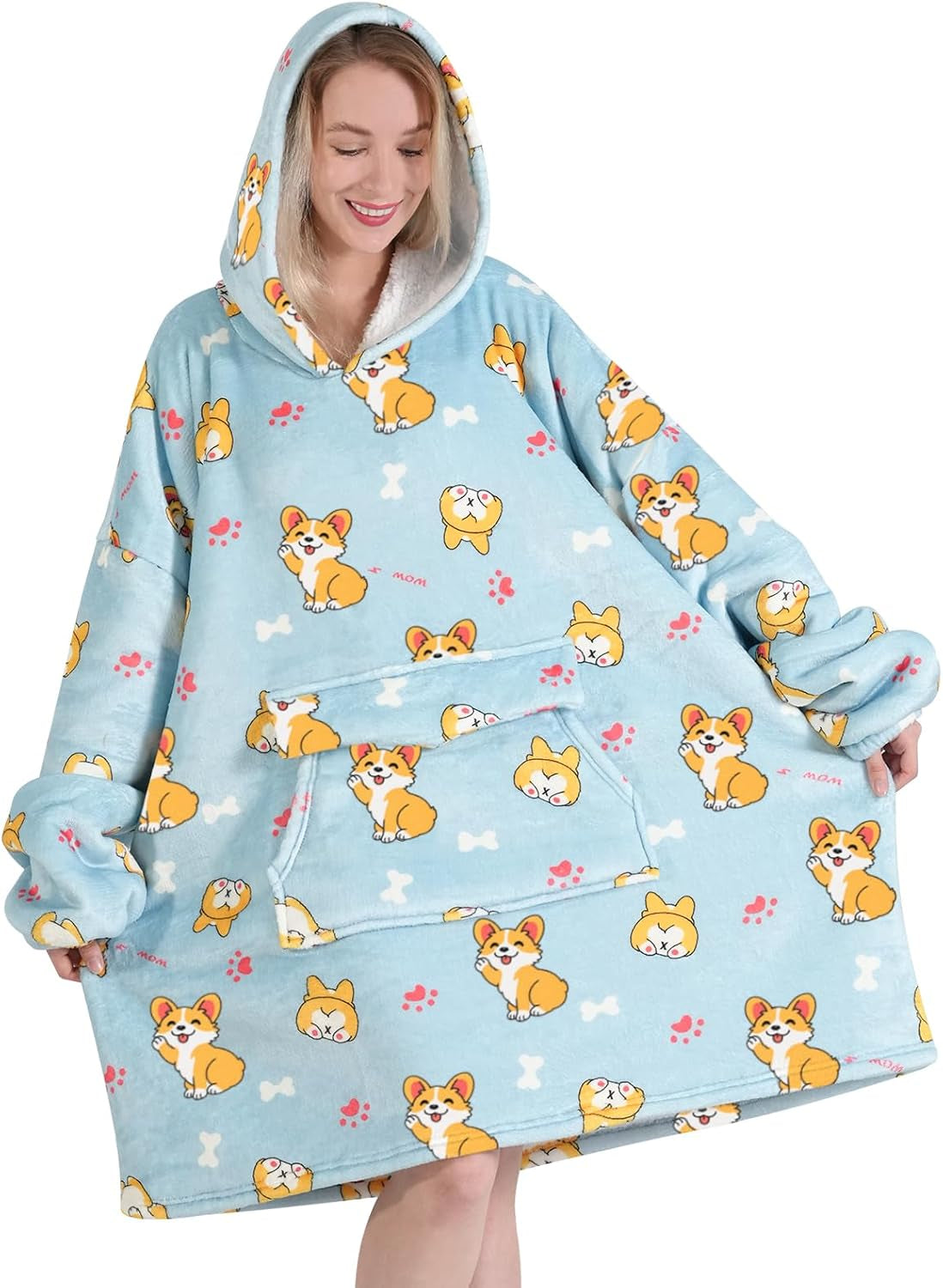Grey Blanket Hoodies for Women and Men Adult Oversize Wearable Blanket Hoodies for Soft and Warm