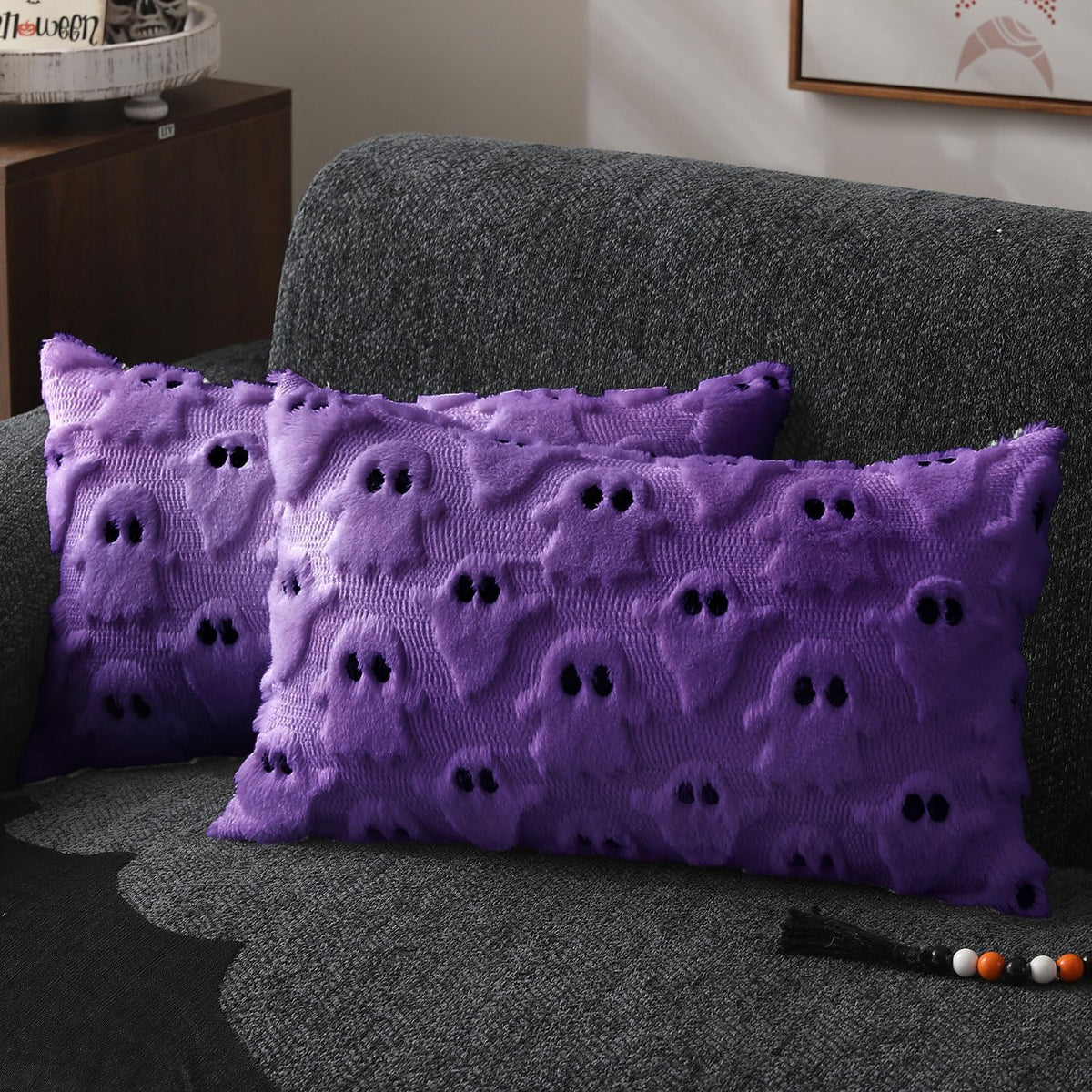 Halloween Pillow Covers 18X18 Inch 2Pcs Pink Ghost Halloween Decor