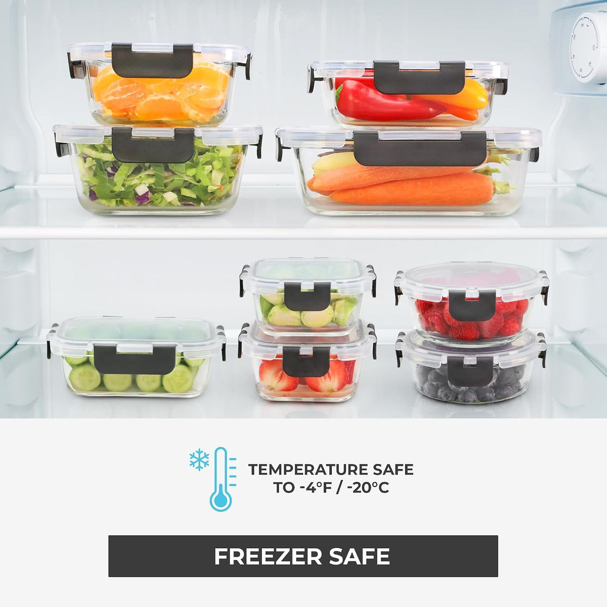 Glass Storage Containers with Lids, 24 Pieces, 12 Containers with 12 Lids, Glass Meal Prep Container for Lunch, Food Storage Containers, Leak Proof, Freezer Safe, Gray