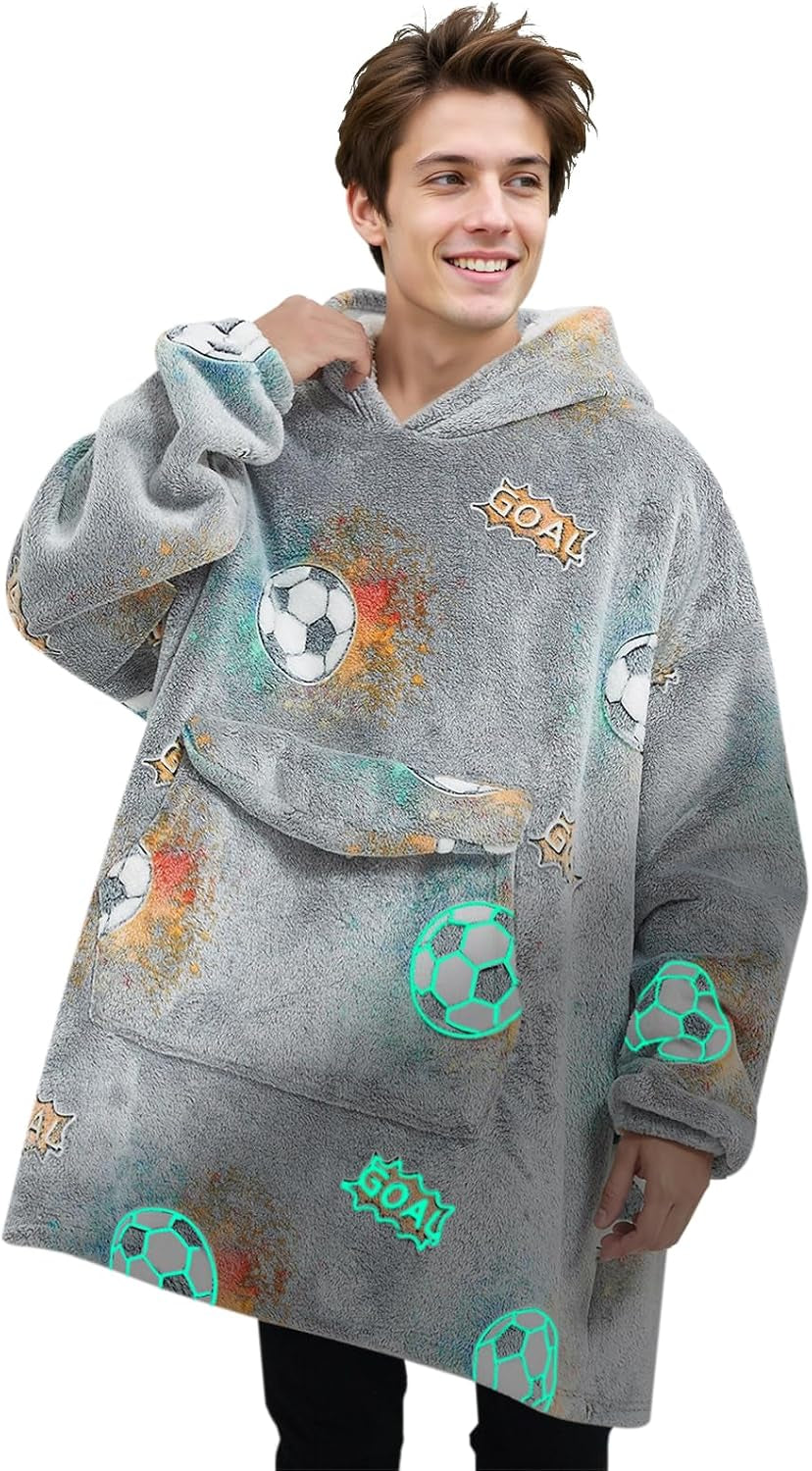 Grey Blanket Hoodies for Women and Men Adult Oversize Wearable Blanket Hoodies for Soft and Warm