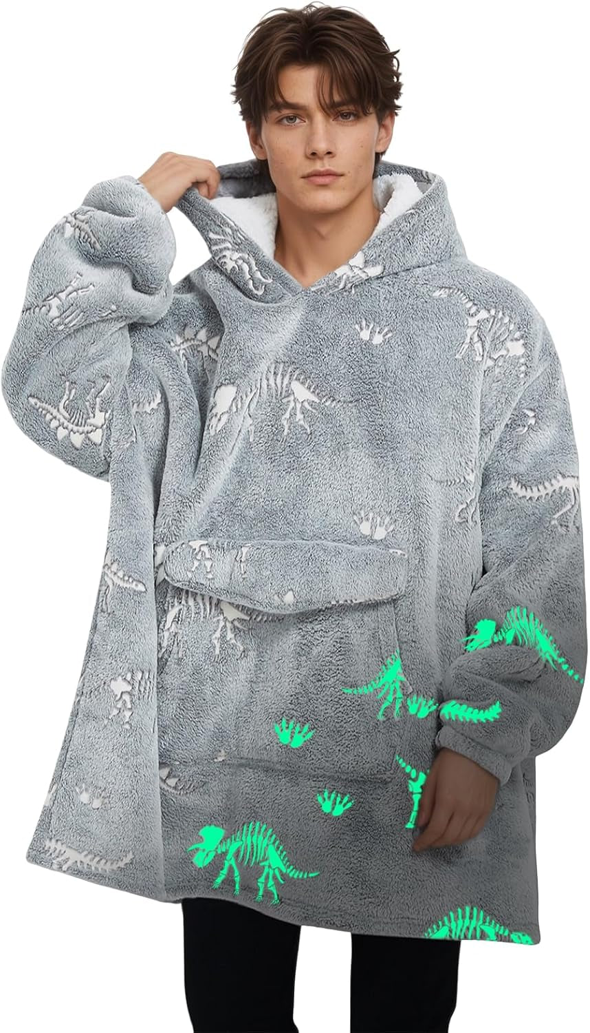 Grey Blanket Hoodies for Women and Men Adult Oversize Wearable Blanket Hoodies for Soft and Warm