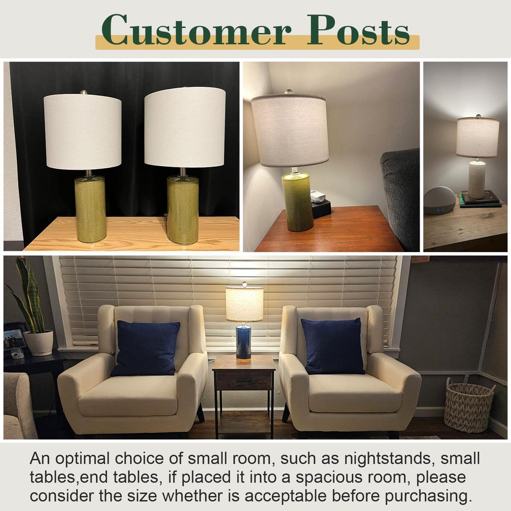 Small Table Lamps Set of 2 for Living Room 20.25" Grey Lamps Bedside Lamps