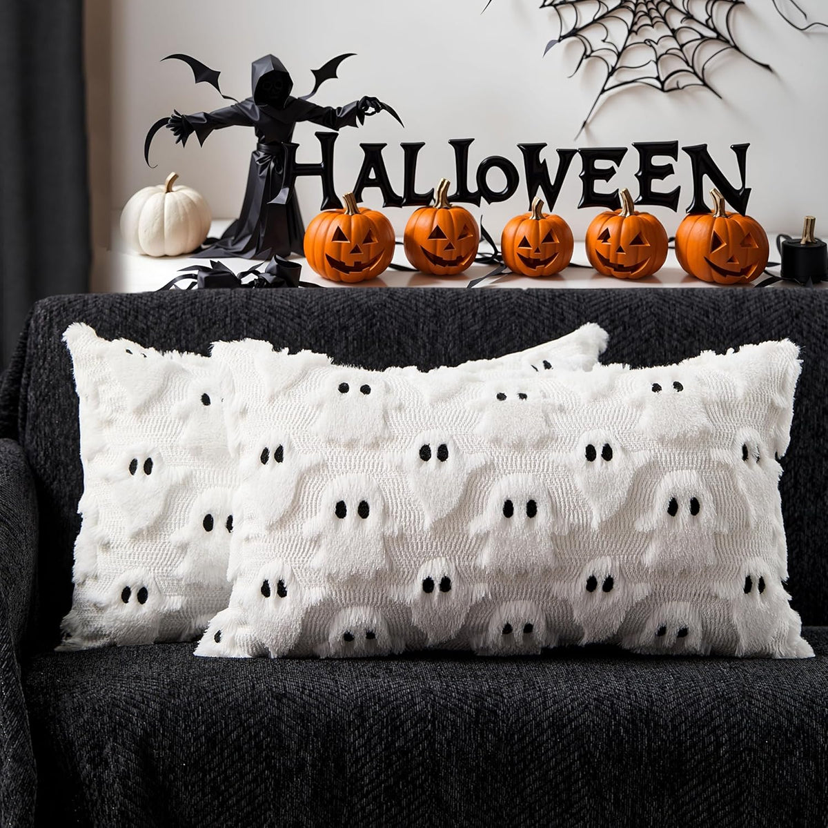 Halloween Pillow Covers 18X18 Inch 2Pcs Pink Ghost Halloween Decor