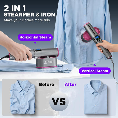 Travel Steamer for Clothes 2-In-1 Handheld Steamer Portable Iron