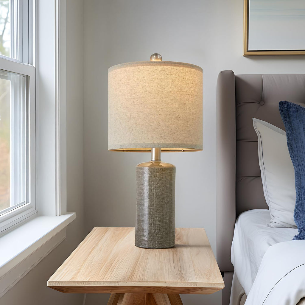 Small Table Lamps Set of 2 for Living Room 20.25" Grey Lamps Bedside Lamps