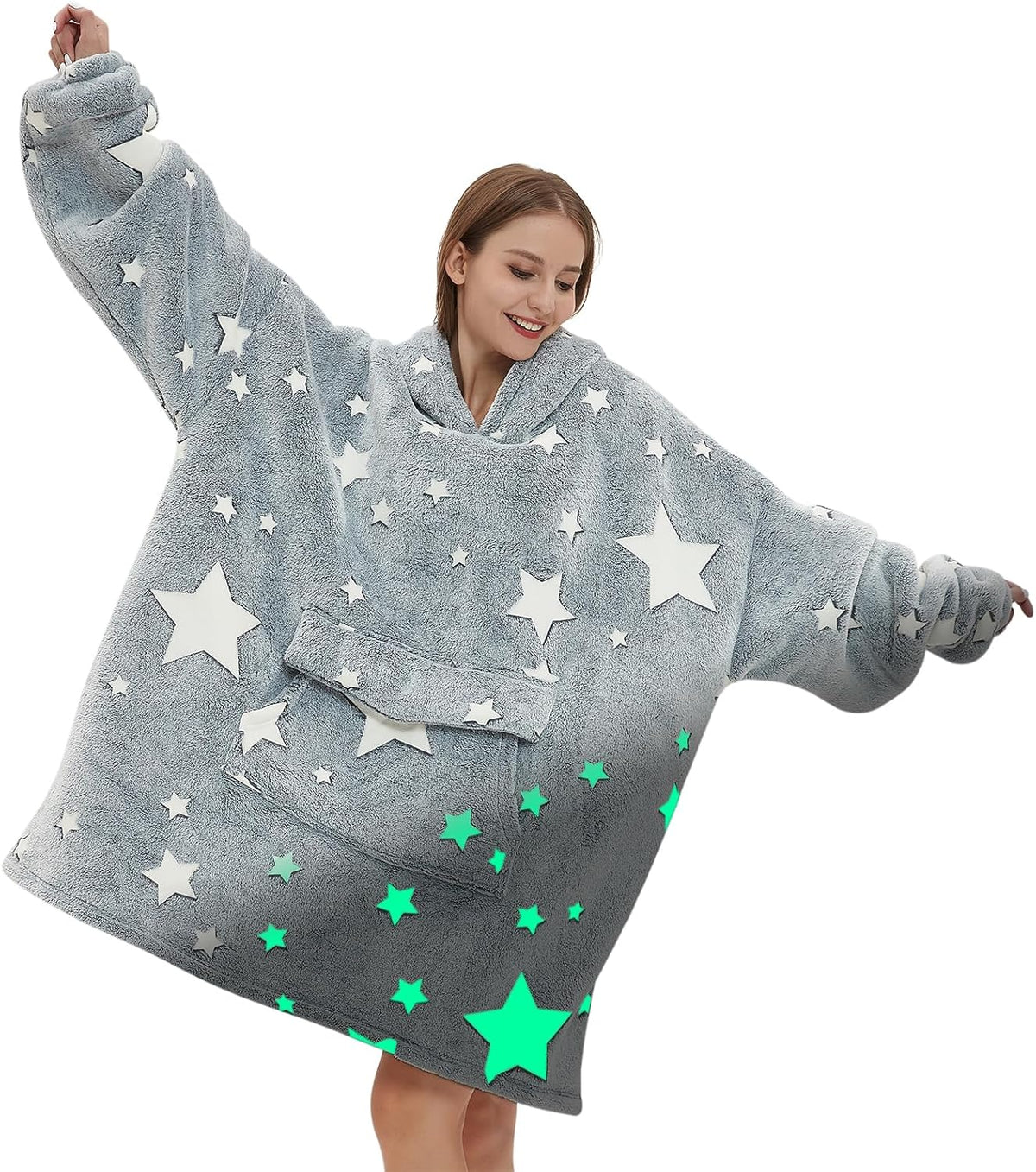 Grey Blanket Hoodies for Women and Men Adult Oversize Wearable Blanket Hoodies for Soft and Warm