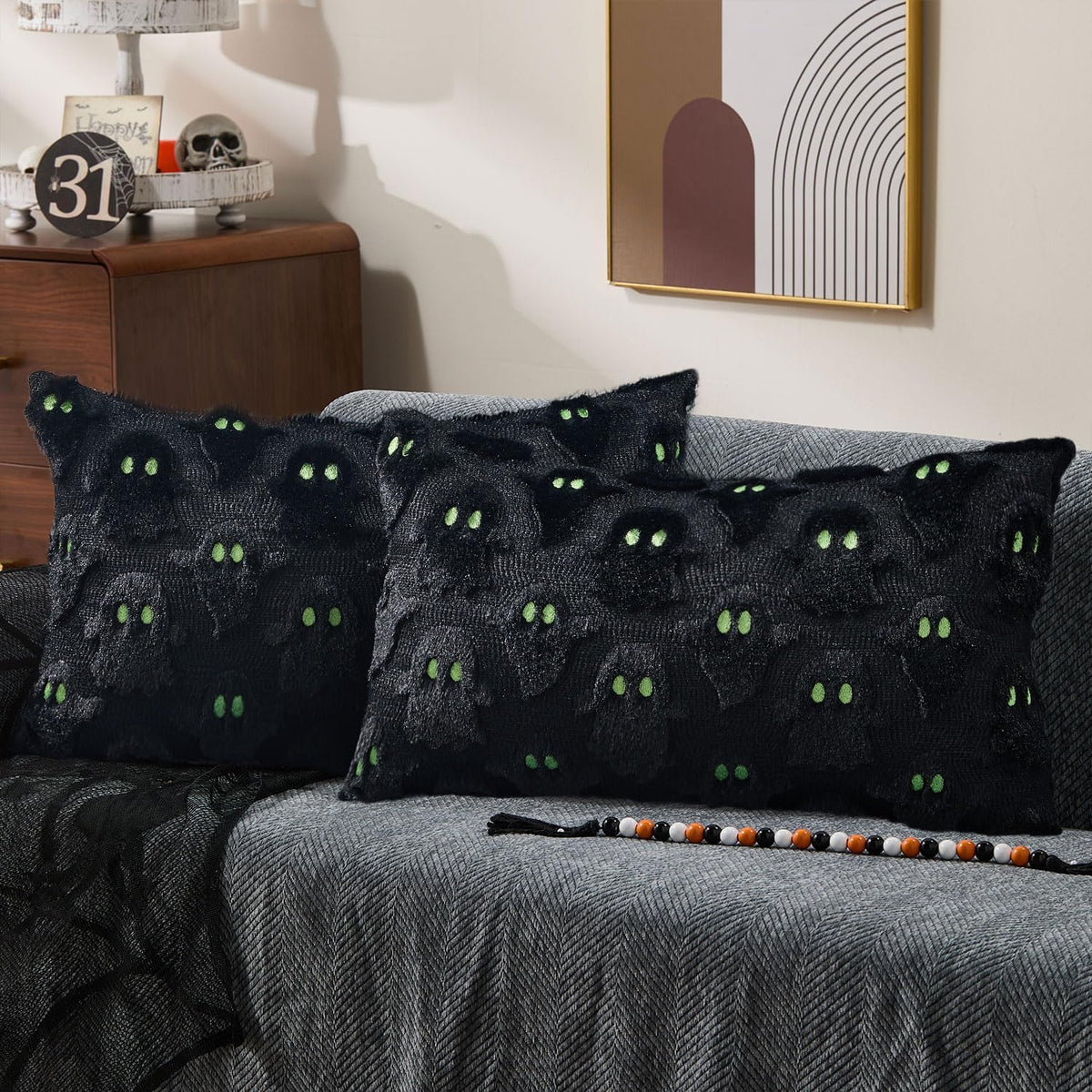 Halloween Pillow Covers 18X18 Inch 2Pcs Pink Ghost Halloween Decor