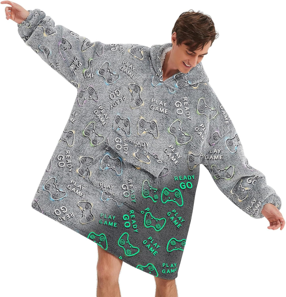 Grey Blanket Hoodies for Women and Men Adult Oversize Wearable Blanket Hoodies for Soft and Warm